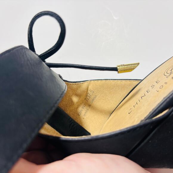 Chinese Laundry Black Wedge Heels with Bow and Ankle Strap - Picture 11 of 11